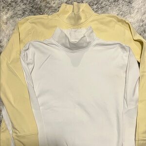 Lands' End Mock Turtleneck Tops in White and Pale Yellow